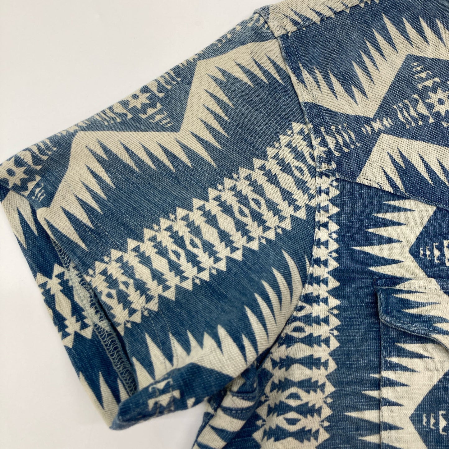 RRL Indigo Native Pattern Concho Button Western Shirt Tops