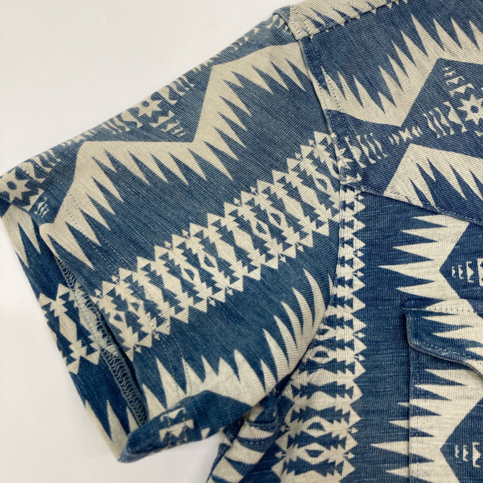RRL Indigo Native Pattern Concho Button Western Shirt Tops