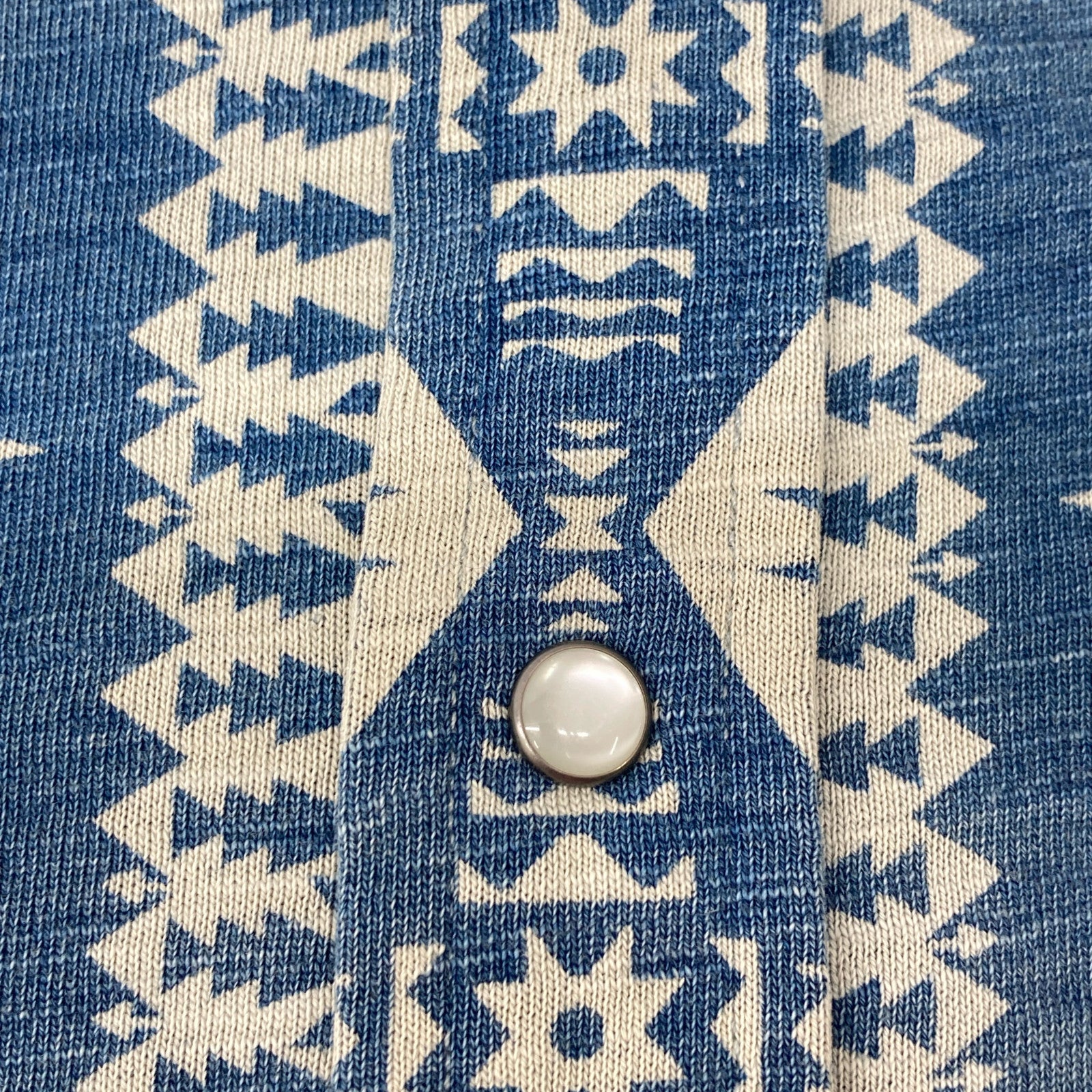 RRL Indigo Native Pattern Concho Button Western Shirt Tops