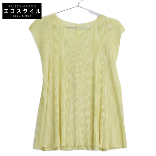 PLEATS PLEASE プリーツプリーズ 21SS PP11-JK203 イエロー ノースリーブ Vネック カットソー トップス