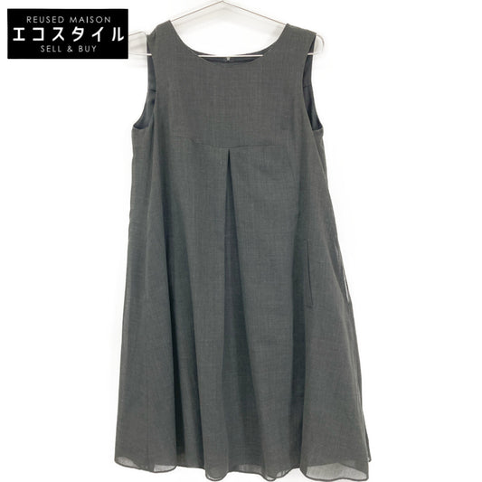 FOXEY NEW YORK 35609 Gray Double Tuck Dress One-Piece 40 Women's