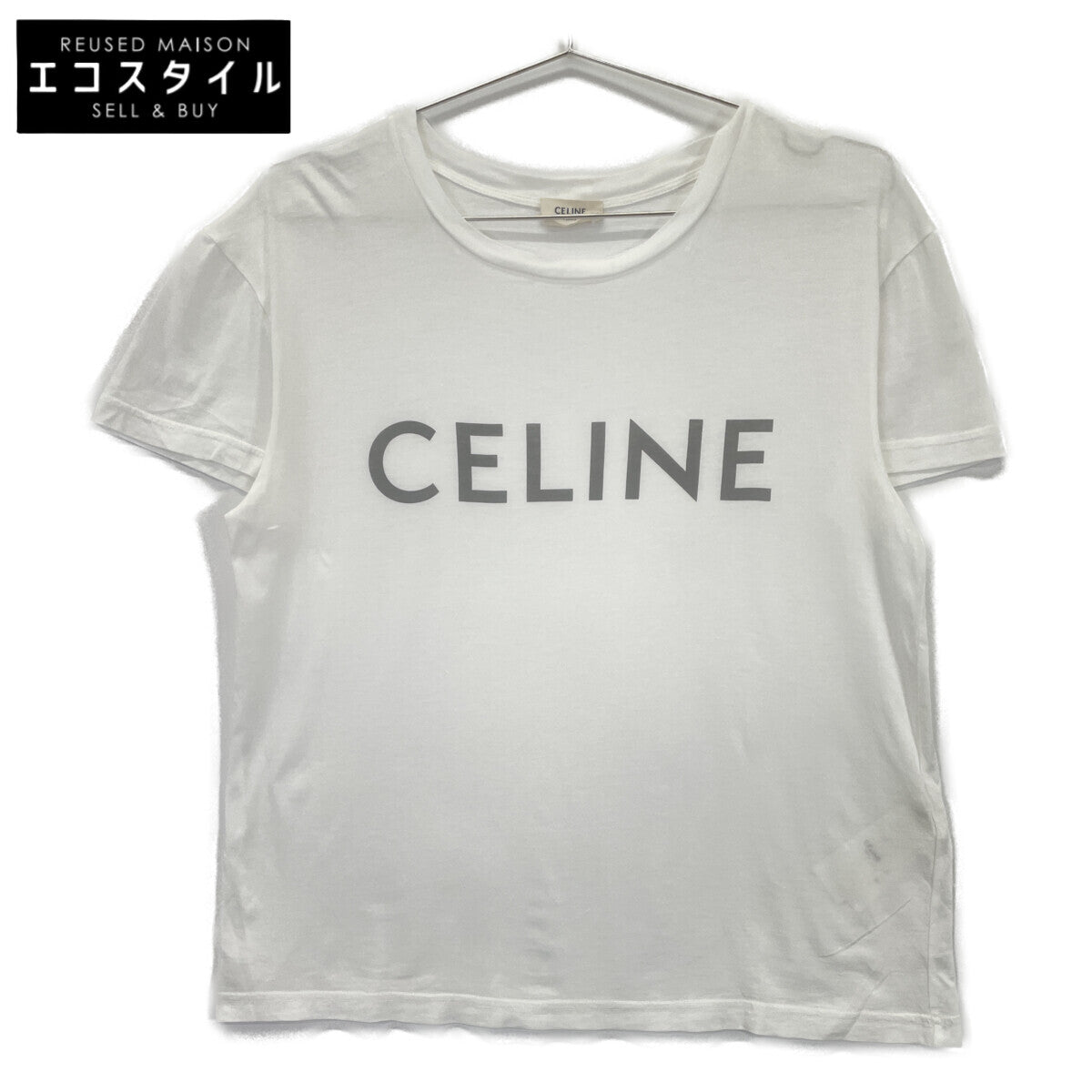 CELINE Celine X237370E White Logo Print T-shirt Dress