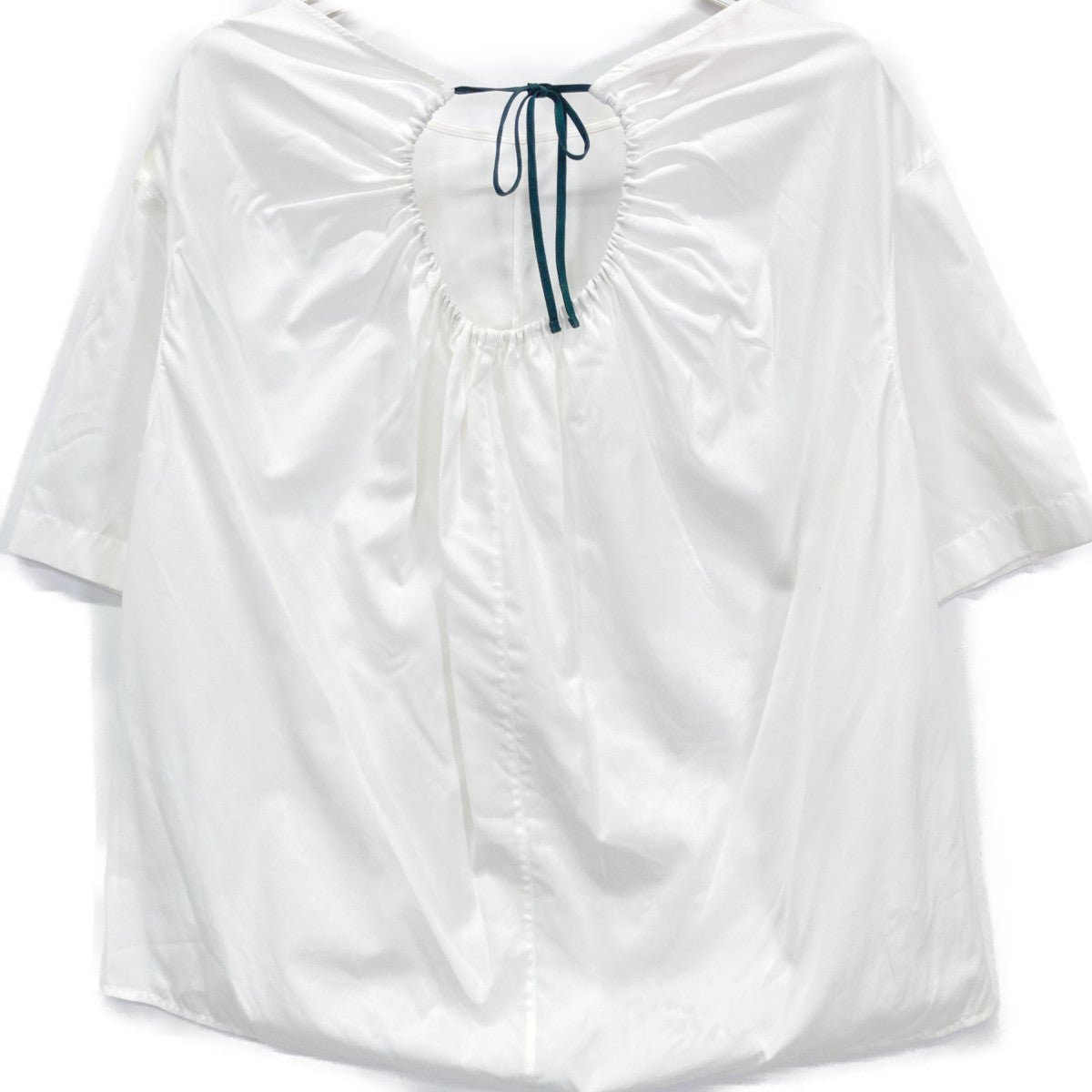 MARNI 2021 White Back Open Crew Neck Short Sleeve Blouse Top