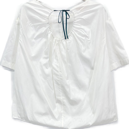 MARNI 2021 White Back Open Crew Neck Short Sleeve Blouse Top