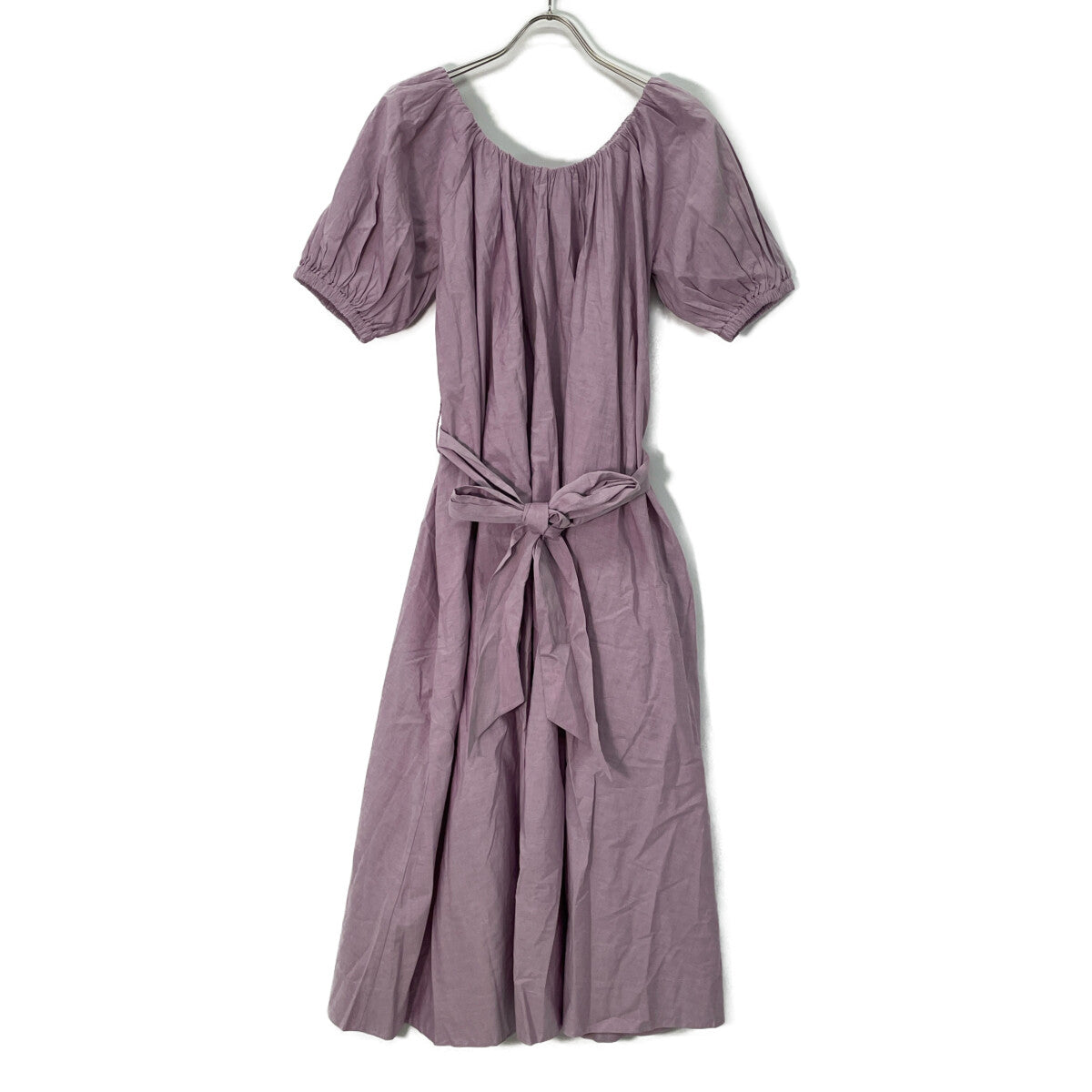 MERLETTE Merlette Purple BASTION CHAMBRAY Puff-Sleeve Belted 2-Way Dress