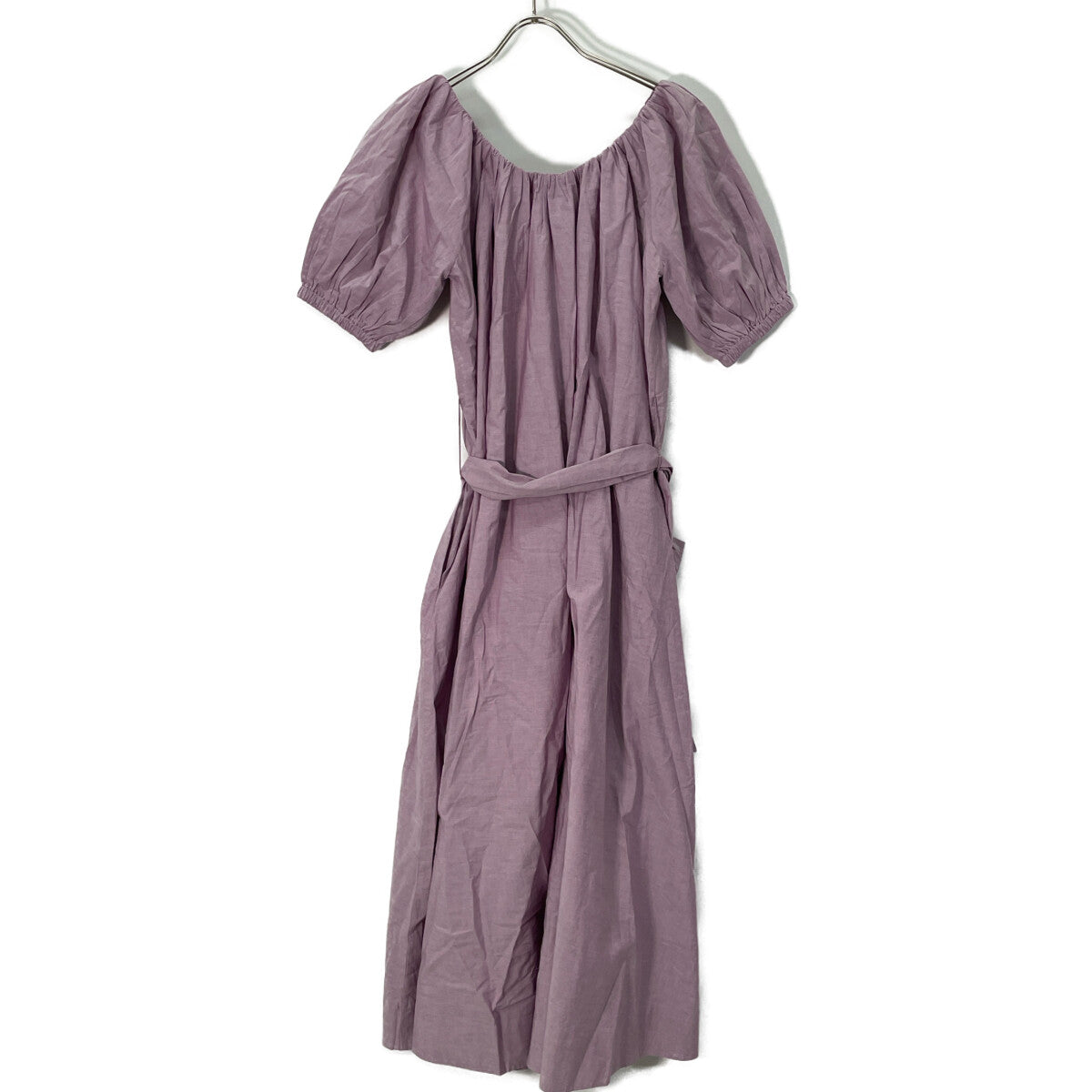 MERLETTE Merlette Purple BASTION CHAMBRAY Puff-Sleeve Belted 2-Way Dress