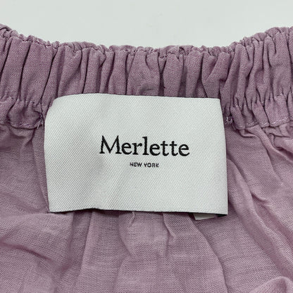 MERLETTE Merlette Purple BASTION CHAMBRAY Puff-Sleeve Belted 2-Way Dress