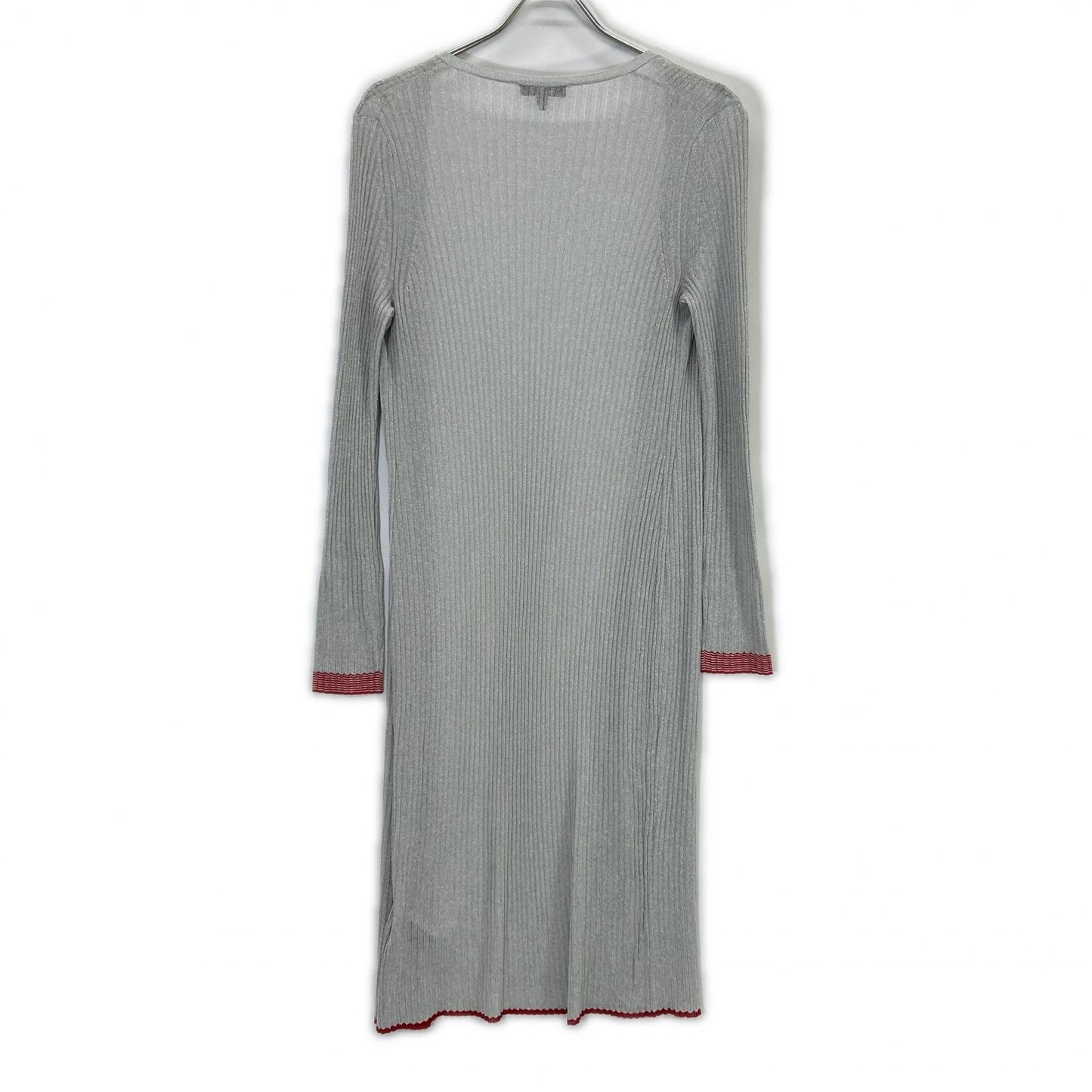 rag&bone 拉格与骨 F8-W284606KB 浅灰色×红色 亮丝针织 罗纹长开衫 上衣 S
