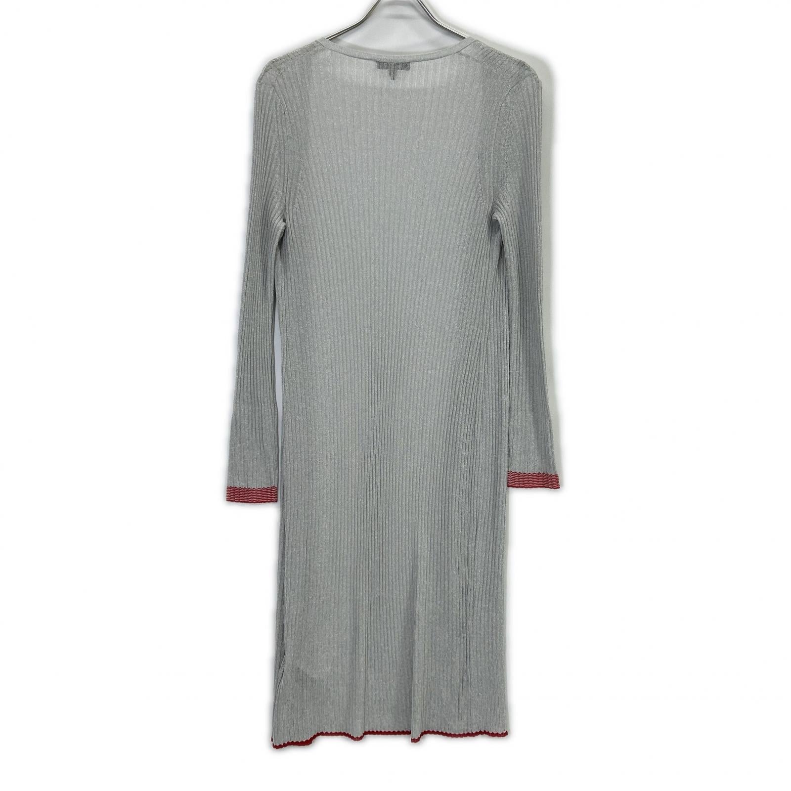rag&bone 拉格与骨 F8-W284606KB 浅灰色×红色 亮丝针织 罗纹长开衫 上衣 S
