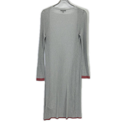 rag&bone 拉格与骨 F8-W284606KB 浅灰色×红色 亮丝针织 罗纹长开衫 上衣 S