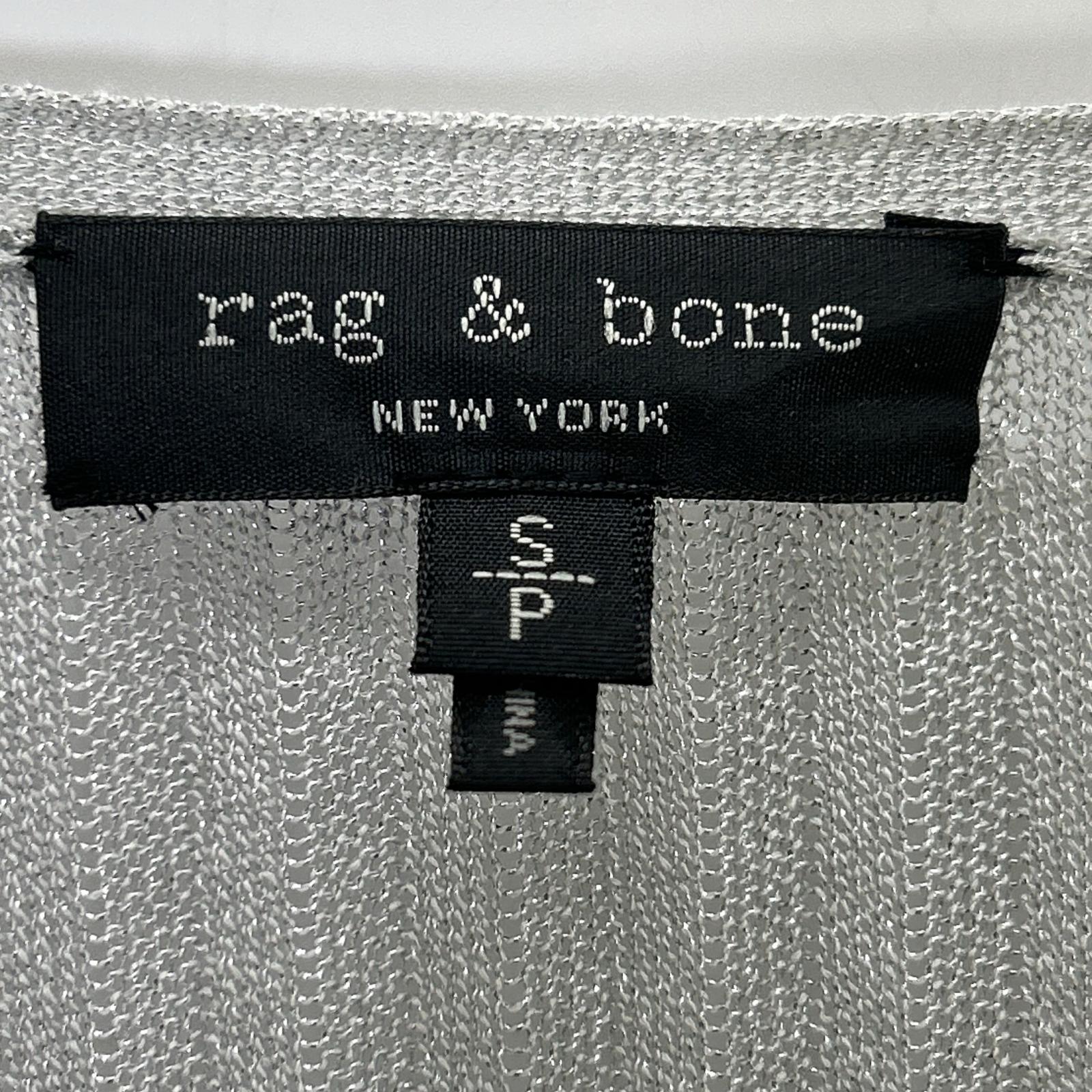 rag&bone 拉格与骨 F8-W284606KB 浅灰色×红色 亮丝针织 罗纹长开衫 上衣 S
