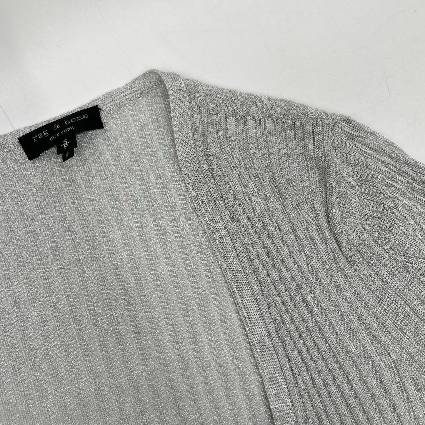 rag&bone 拉格与骨 F8-W284606KB 浅灰色×红色 亮丝针织 罗纹长开衫 上衣 S