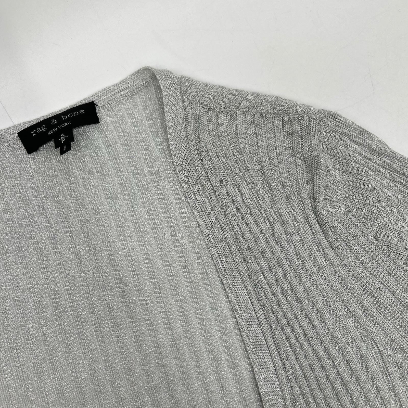 rag&bone 拉格与骨 F8-W284606KB 浅灰色×红色 亮丝针织 罗纹长开衫 上衣 S