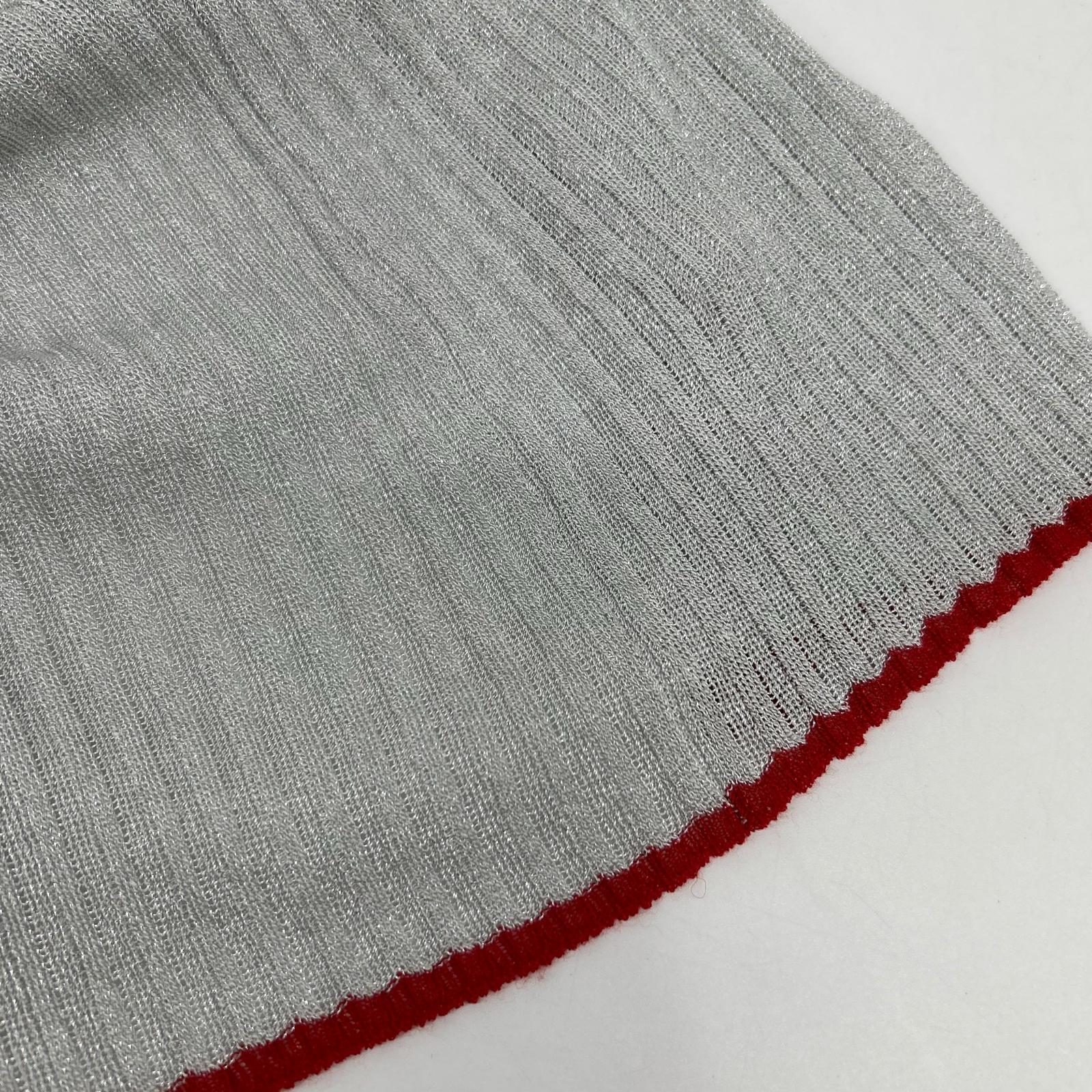 rag&bone 拉格与骨 F8-W284606KB 浅灰色×红色 亮丝针织 罗纹长开衫 上衣 S