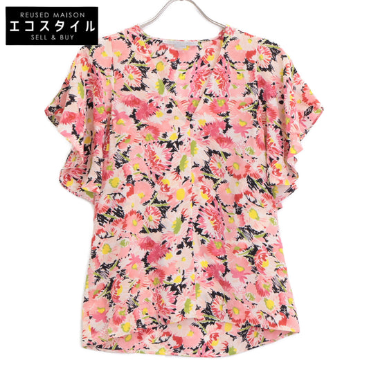 STELLA McCARTNEY 602912 Pink Silk 100% Floral Ruffle Blouse Top