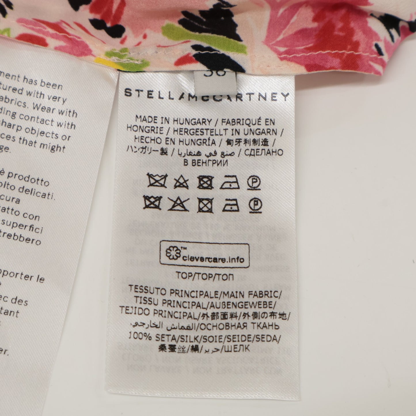 STELLA McCARTNEY 斯特拉·麦卡特尼 602912 粉色系 100%真丝 印花荷叶边上衣