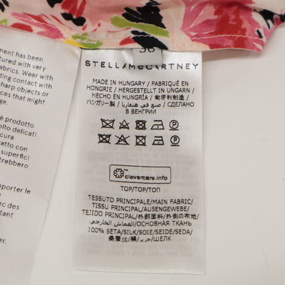 STELLA McCARTNEY 斯特拉·麦卡特尼 602912 粉色系 100%真丝 印花荷叶边上衣