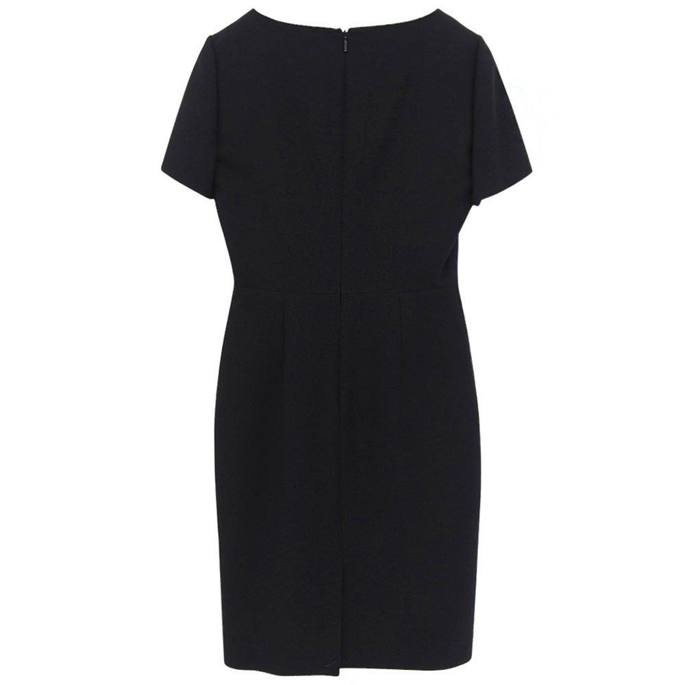GUCCI Excellent G Logo Silk-Blend Wool Dress Women's Black 40 631484 Dress