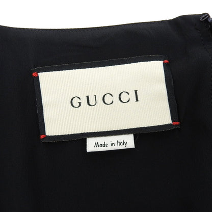 GUCCI Excellent G Logo Silk-Blend Wool Dress Women's Black 40 631484 Dress