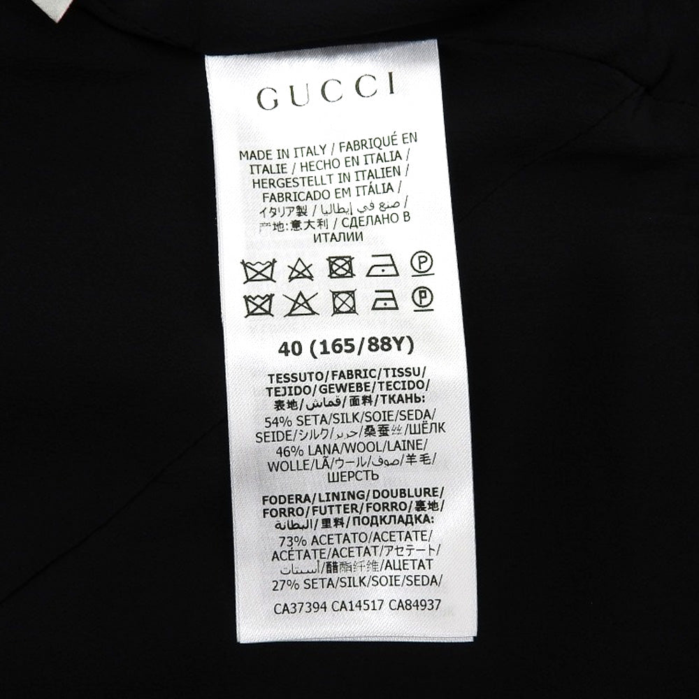 GUCCI Excellent G Logo Silk-Blend Wool Dress Women's Black 40 631484 Dress