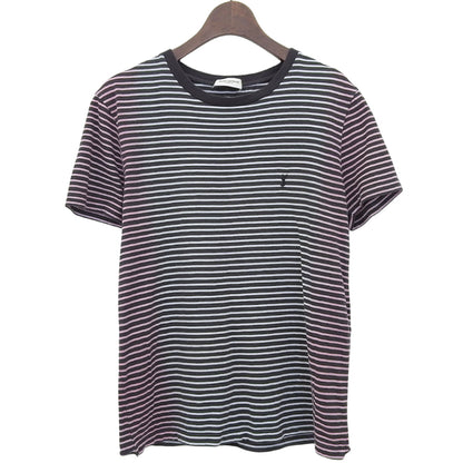 SAINT LAURENT PARIS 圣罗兰巴黎 渐变条纹T恤 上衣 女士 白色×黑色 XS 644057 20年 上衣