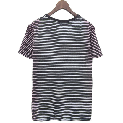 SAINT LAURENT PARIS 圣罗兰巴黎 渐变条纹T恤 上衣 女士 白色×黑色 XS 644057 20年 上衣