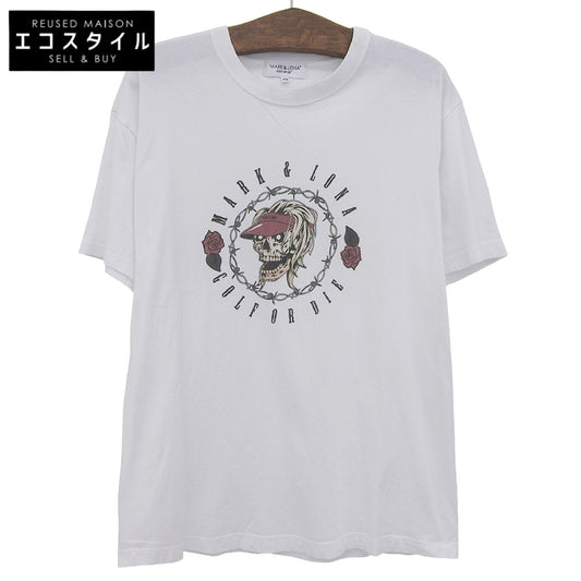 MARK&LONA Golf & Roses Tee Top Men's White 48 MLM-4A-AA33 Top 48 Men's