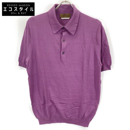 TOMORROWLAND 61-02-12-02002 Purple Silk-Cotton Knit Polo Shirt SESIA Tops