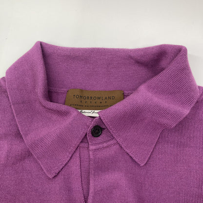 TOMORROWLAND 61-02-12-02002 Purple Silk-Cotton Knit Polo Shirt SESIA Tops