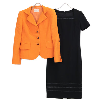 Orange Wool Tailored Jacket, Dress, Suit Set Up 9 Ladies