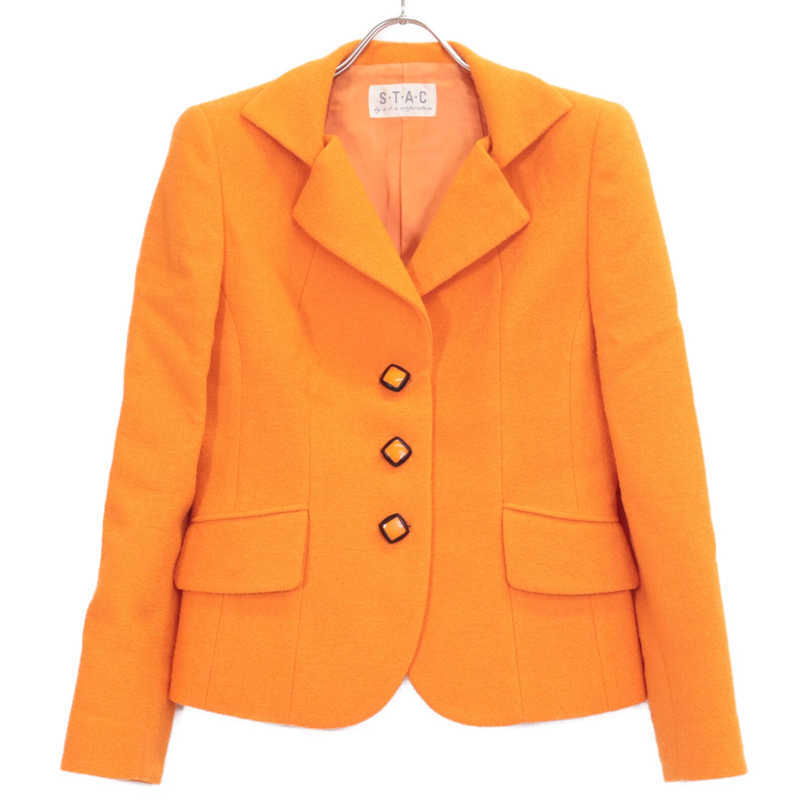Orange Wool Tailored Jacket, Dress, Suit Set Up 9 Ladies