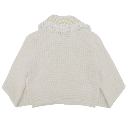 alice+olivia pearl×lace-collar knit cardigan women's white XS top