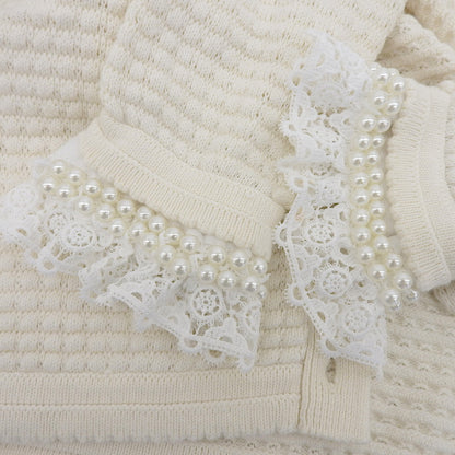 Pearl x Lace Collar Knit Cardigan Women's White XS Tops XS Women's