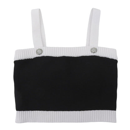 sheller sheller Excellent Condition Bijou Button Knit Bustier Top Women's Black White F SL191040520 Tops