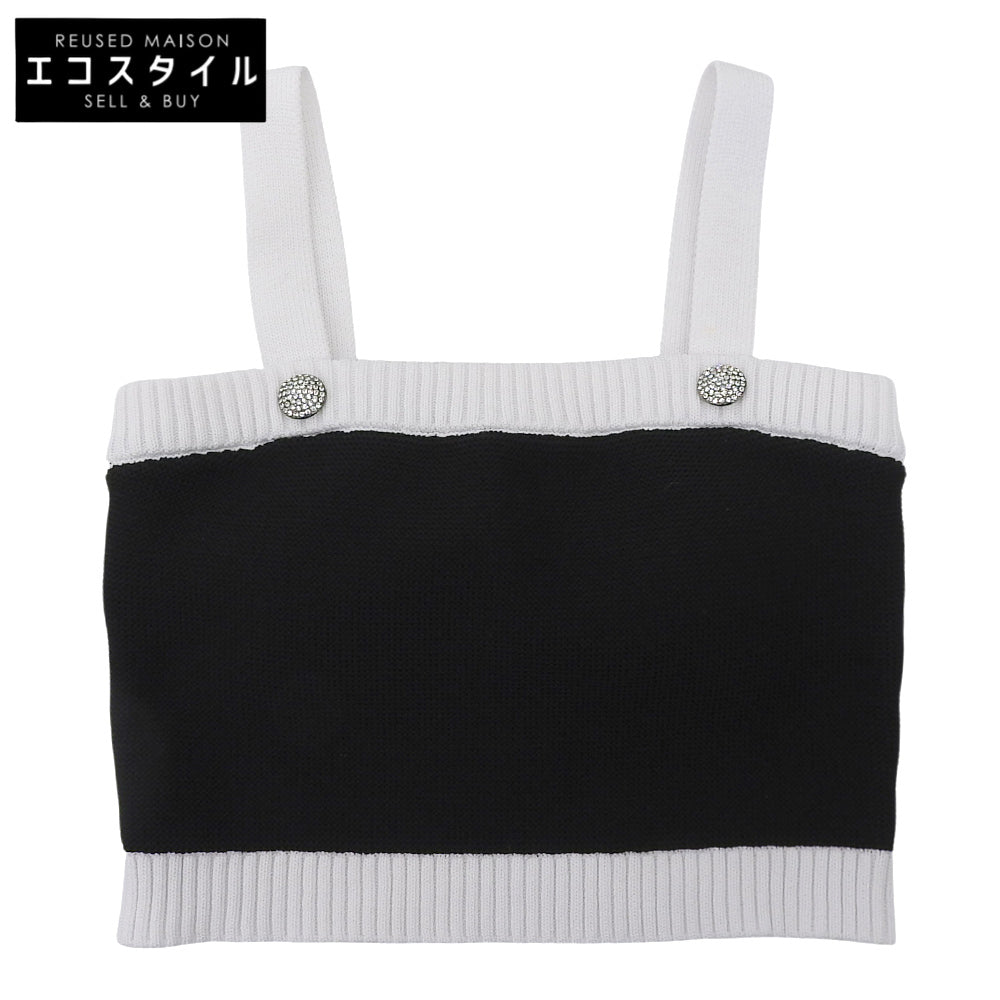sheller sheller Excellent Condition Bijou Button Knit Bustier Top Women's Black White F SL191040520 Tops