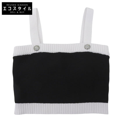 sheller シェリエ 美品 bijou button knit bustier トップス レディース ブラック ホワイト F SL191040520 トップス