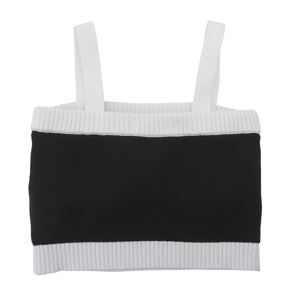 sheller sheller Excellent Condition Bijou Button Knit Bustier Top Women's Black White F SL191040520 Tops