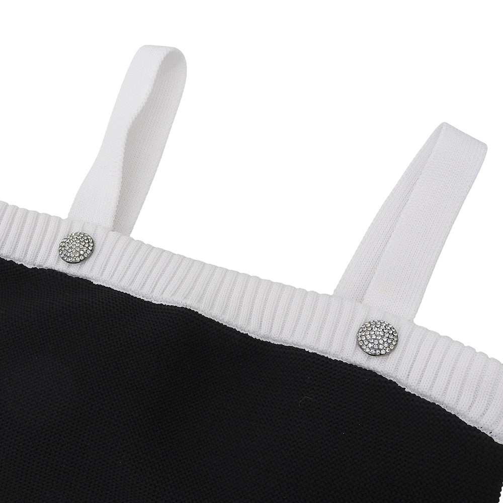 sheller sheller Excellent Condition Bijou Button Knit Bustier Top Women's Black White F SL191040520 Tops