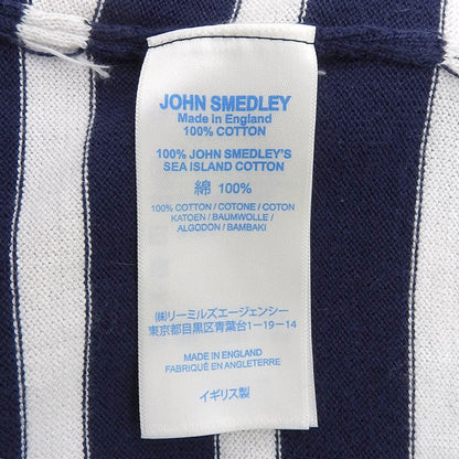 JOHN SMEDLEY 约翰·斯梅德利 近新 海岛棉 条纹 针织衫 上衣 男士 海军蓝 白色 M 上衣