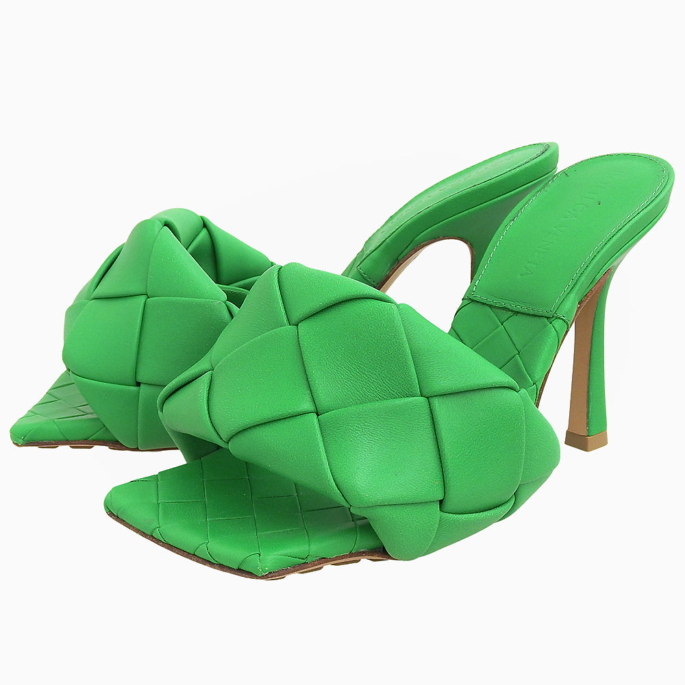 BOTTEGA VENETA Bottega Veneta Rubber Lido Intrecciato Leather Sandals Pumps Women's Green 34 Shoes