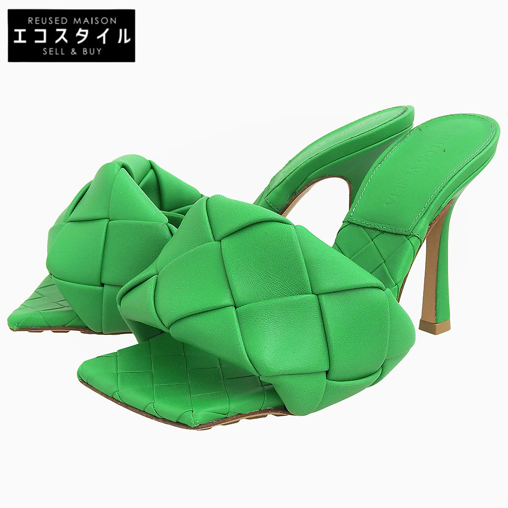 BOTTEGA VENETA Bottega Veneta Rubber Lido Intrecciato Leather Sandals Pumps Women's Green 34 Shoes