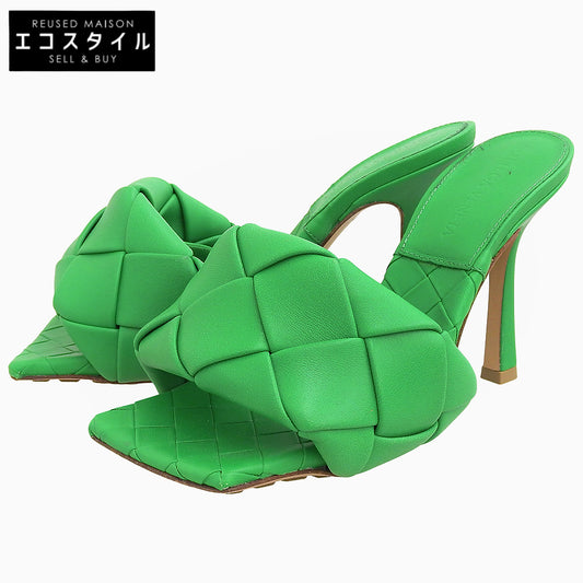 BOTTEGA VENETA ボッテガヴェネタ ラバー リド イントレチャート レザー サンダル パンプス レディース グリーン 34 シューズ