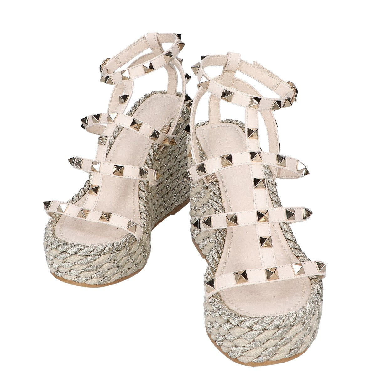 Valentino Garavani 华伦天奴 【美品】Rockstud 小牛皮坡跟凉鞋