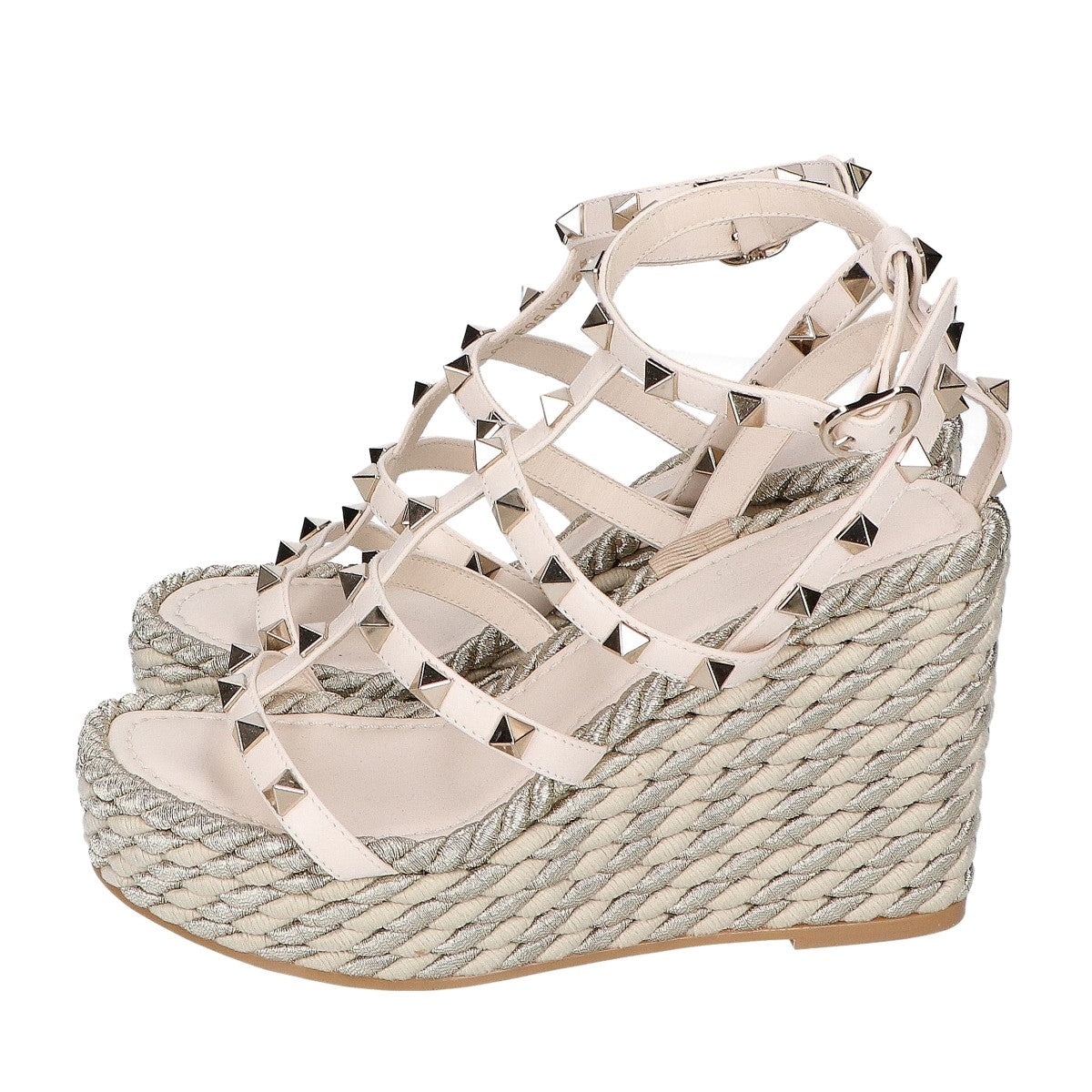 Valentino Garavani 华伦天奴 【美品】Rockstud 小牛皮坡跟凉鞋