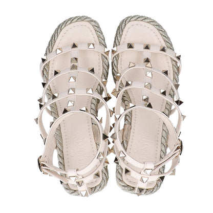 Valentino Garavani 华伦天奴 【美品】Rockstud 小牛皮坡跟凉鞋