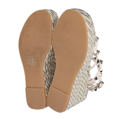 Valentino Garavani 华伦天奴 【美品】Rockstud 小牛皮坡跟凉鞋