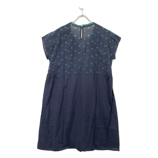 Haat HA31FT622 Navy x Green Short-Sleeved Embroidered Dress