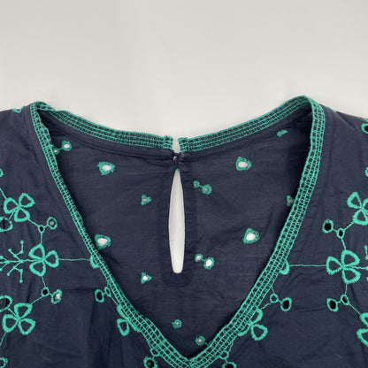 Haat HA31FT622 Navy x Green Short-Sleeved Embroidered Dress
