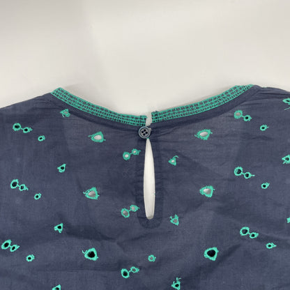 Haat HA31FT622 Navy x Green Short-Sleeved Embroidered Dress