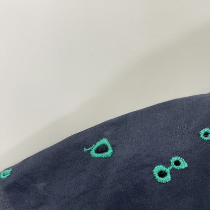 Haat HA31FT622 Navy x Green Short-Sleeved Embroidered Dress